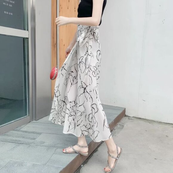 New 2024 summer skirt women's chiffon high waist flowy all-match A- line skirt - Picture 7 of 7